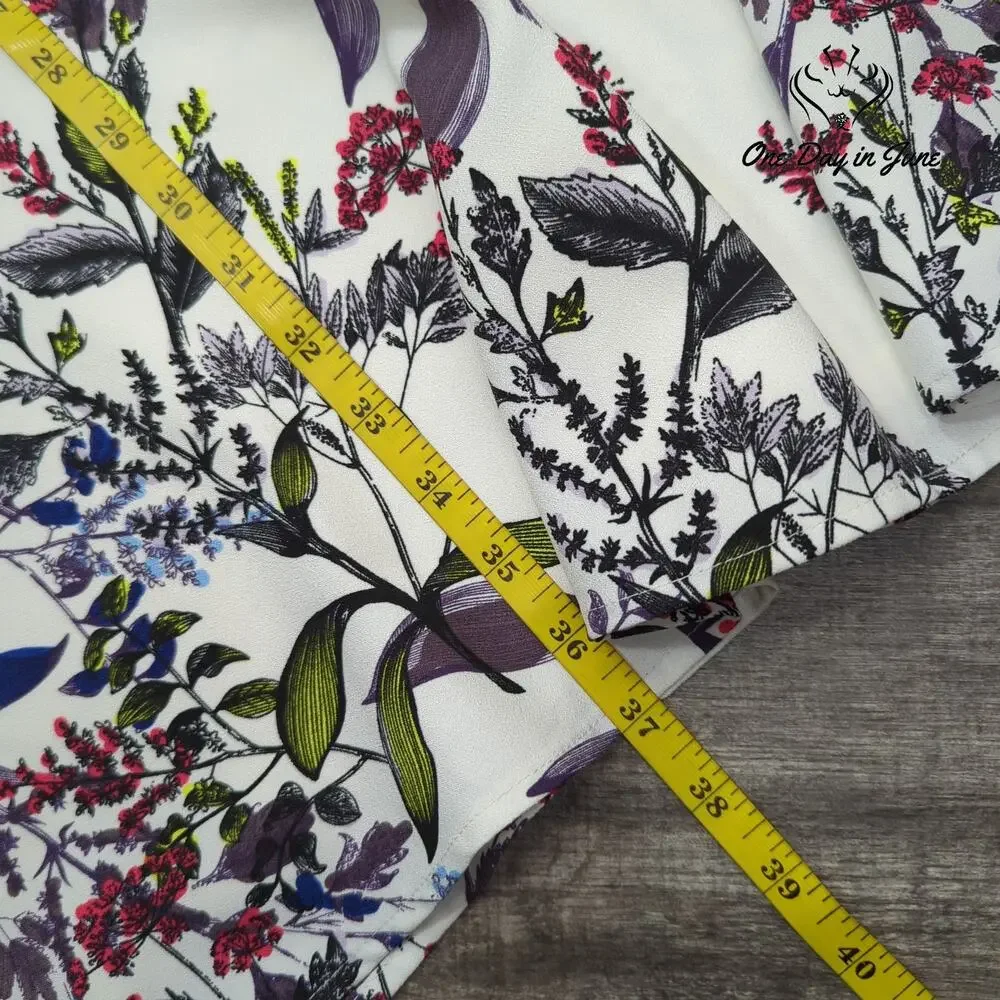 Banana Republic Floral Fit & Flare Dress White 3/4 Sleeve NWT Size 6